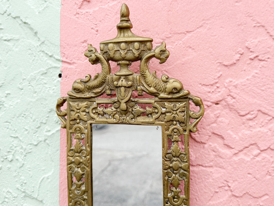 Pair of Petite Brass Koi and Pagoda Mirrors