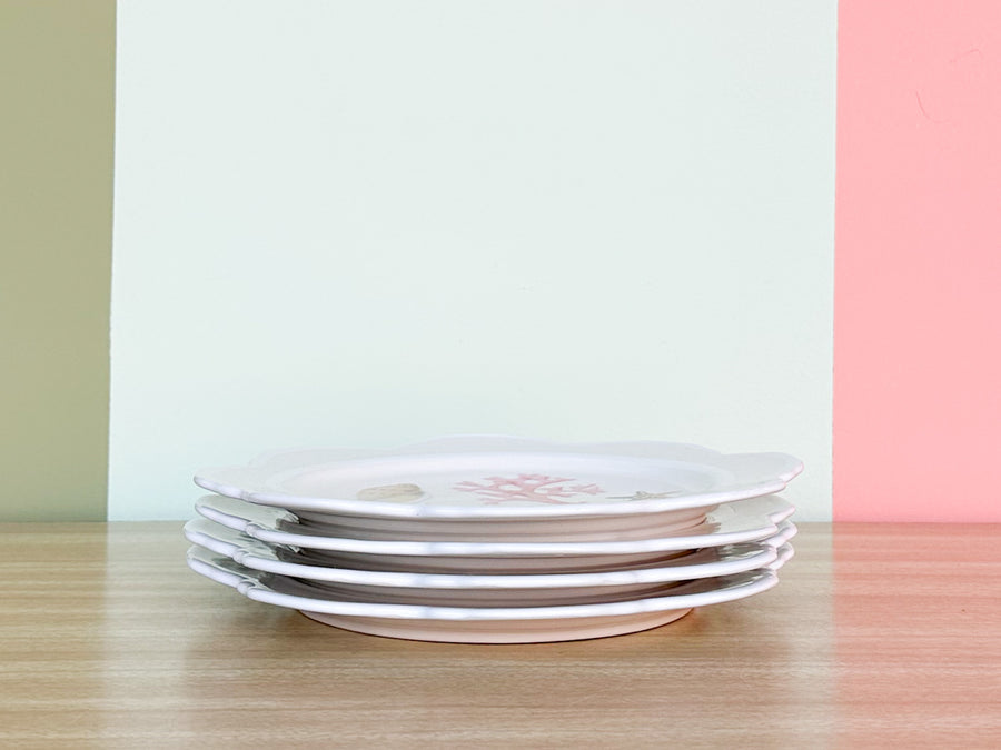 Set of Four Decoupage Shell Plates