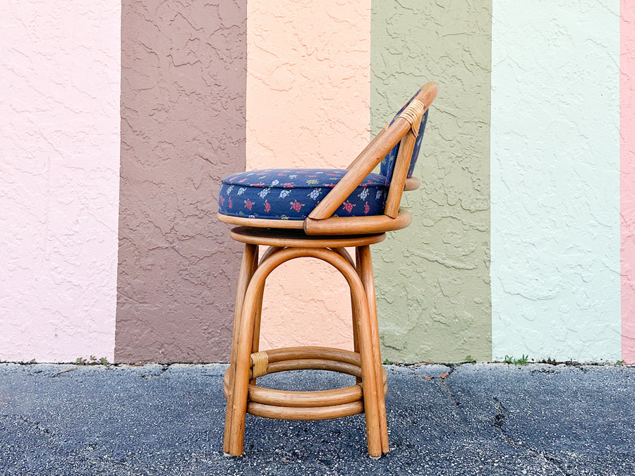 Set of Four Ficks Reed Rattan Counter Stools
