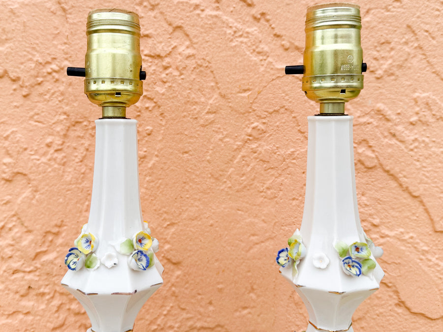Pair of Italian Floral Lamps