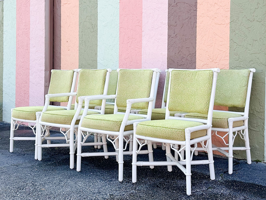 Set of Eight Ficks Reed Rattan Dining Chairs