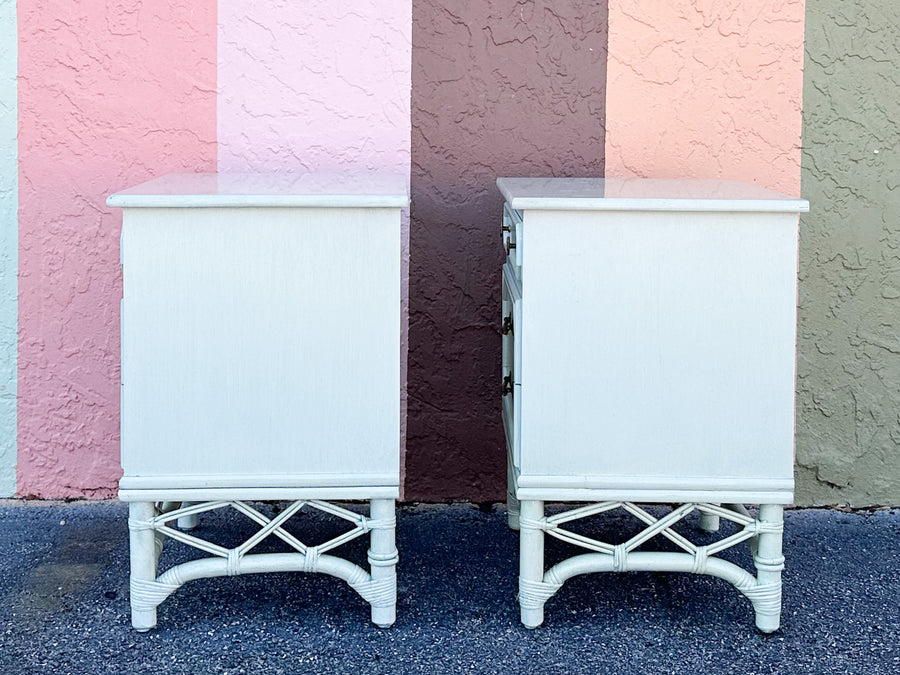Pair of Ficks Reed Faux Bamboo Nightstands