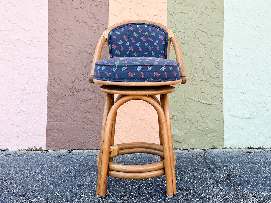 Set of Four Ficks Reed Rattan Counter Stools