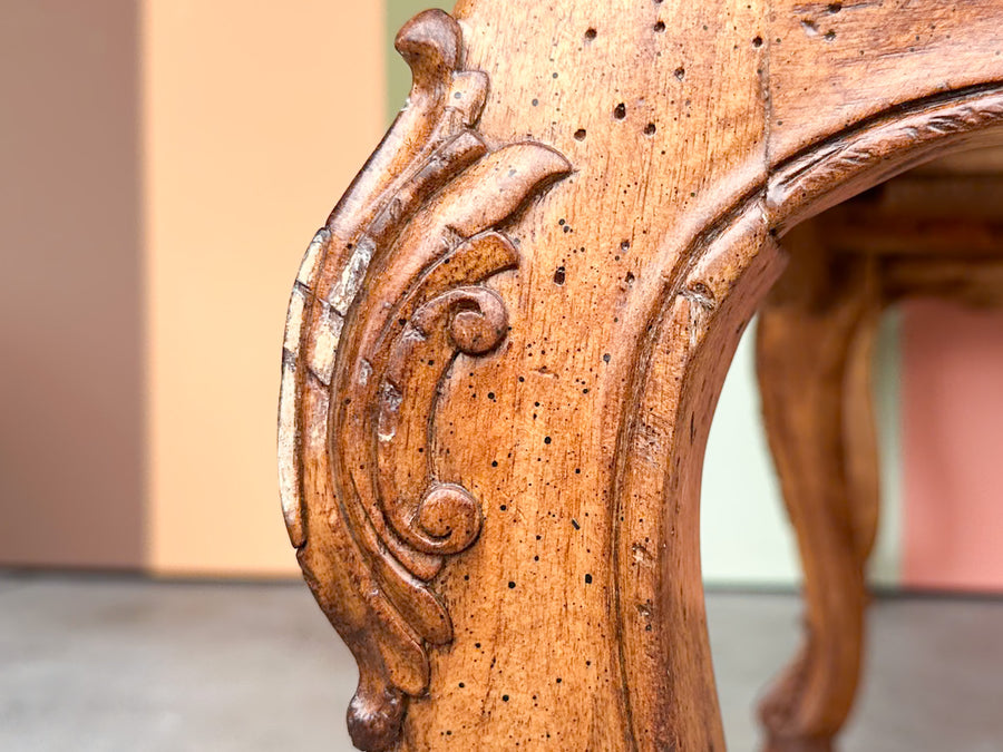 Wood and Cane Shell Motif Bench