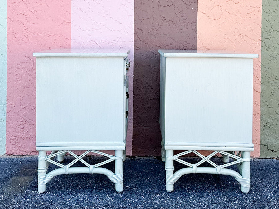 Pair of Ficks Reed Faux Bamboo Nightstands