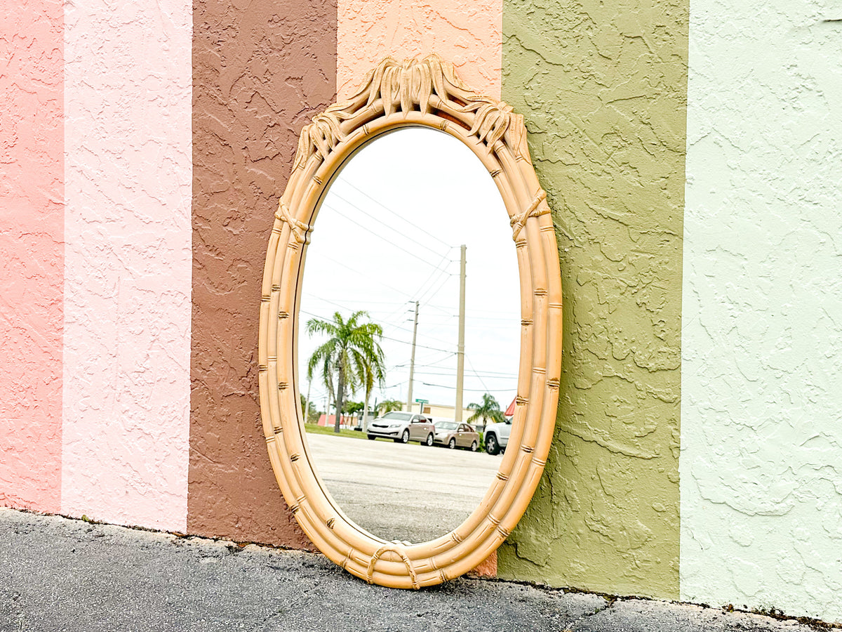 Faux Bamboo Leaf Mirror