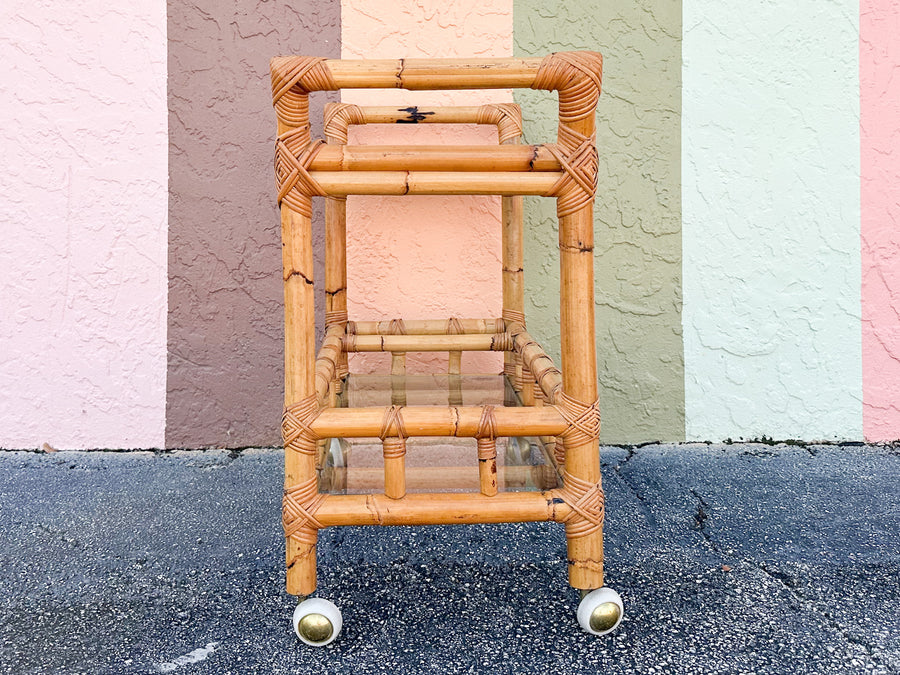 Old Florida Rattan Bar Cart