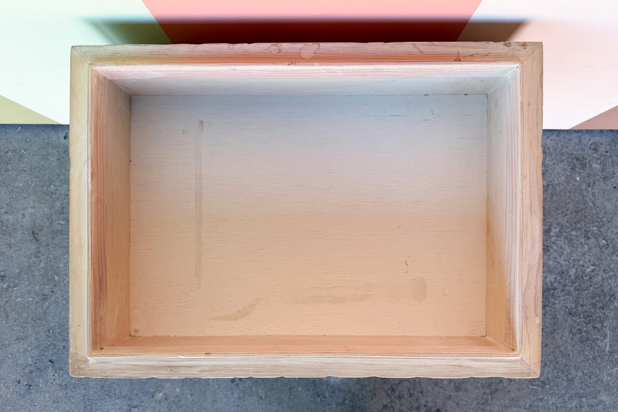 Wood Carved Pastel Floral Box on Stand