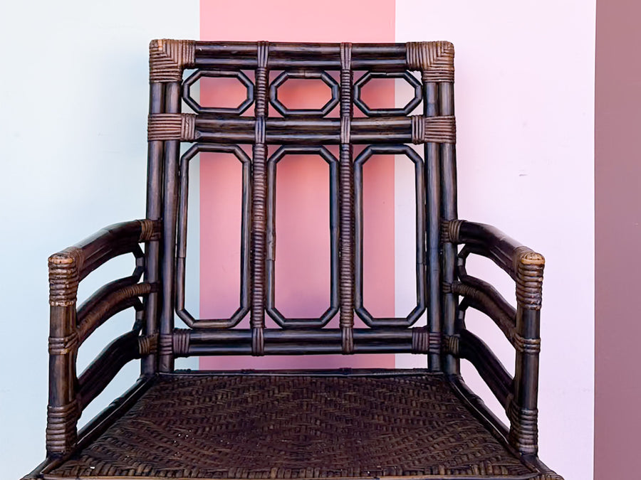 Handsome Rattan Fretwork Arm Chair