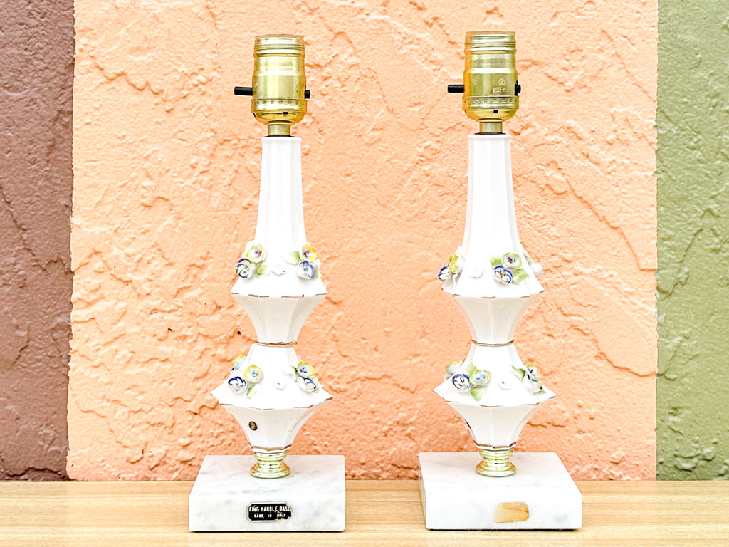 Pair of Italian Floral Lamps