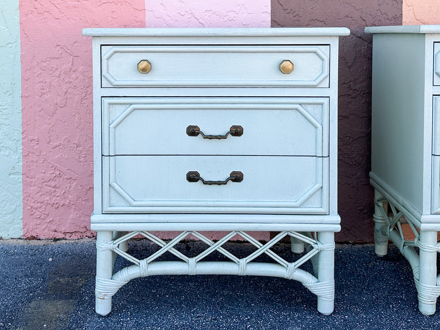 Pair of Ficks Reed Faux Bamboo Nightstands