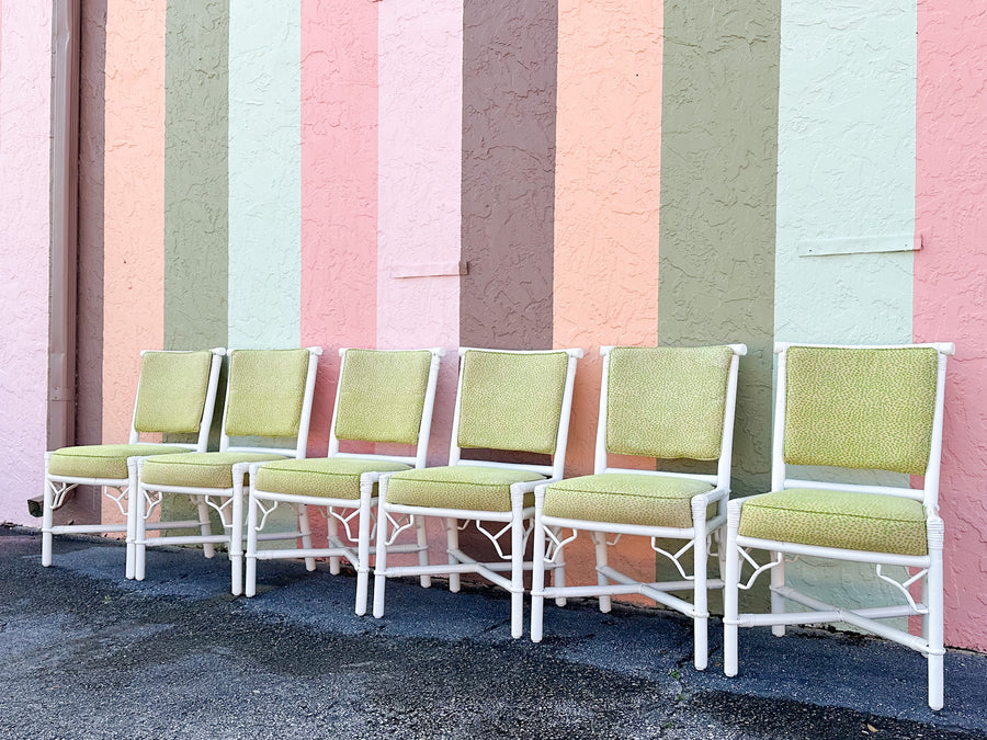 Set of Eight Ficks Reed Rattan Dining Chairs