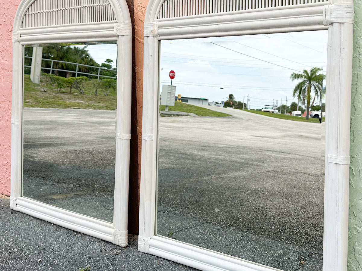 Pair of Coastal Rattan Mirrors