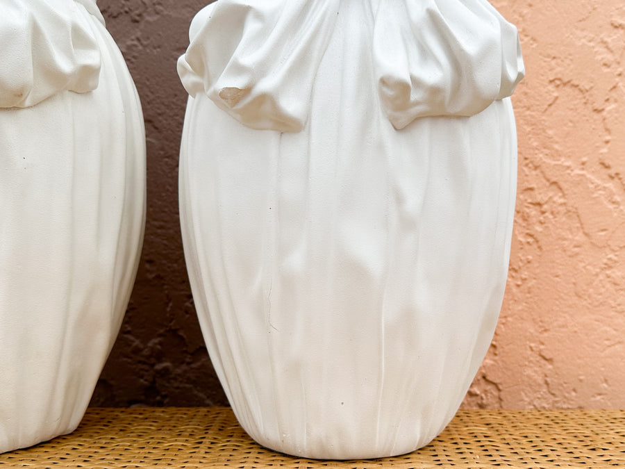 Pair of Sweet Plaster Bow Lamps
