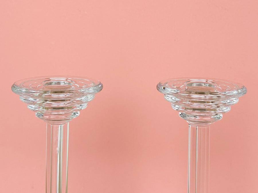 Set of Five Crystal Candle Holders