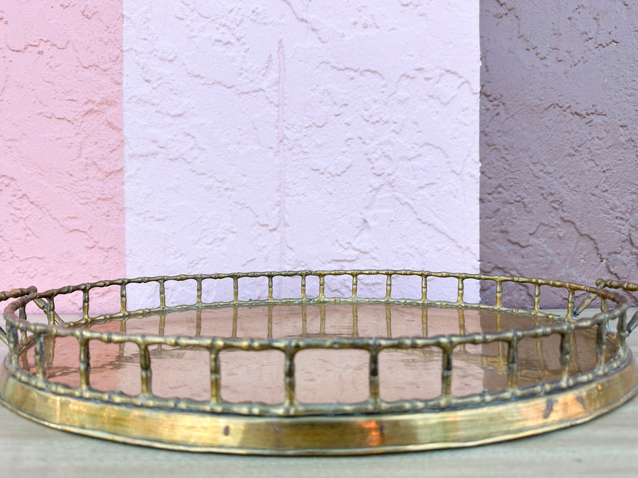 Kips Bay Faux Bamboo Brass Tray
