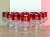 Set of Twenty Four Ruby Red 1960s Kings Crown Glassware