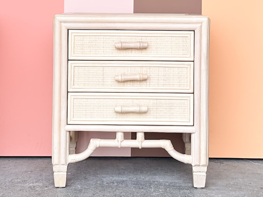 Pair of Coastal Rattan Nightstands