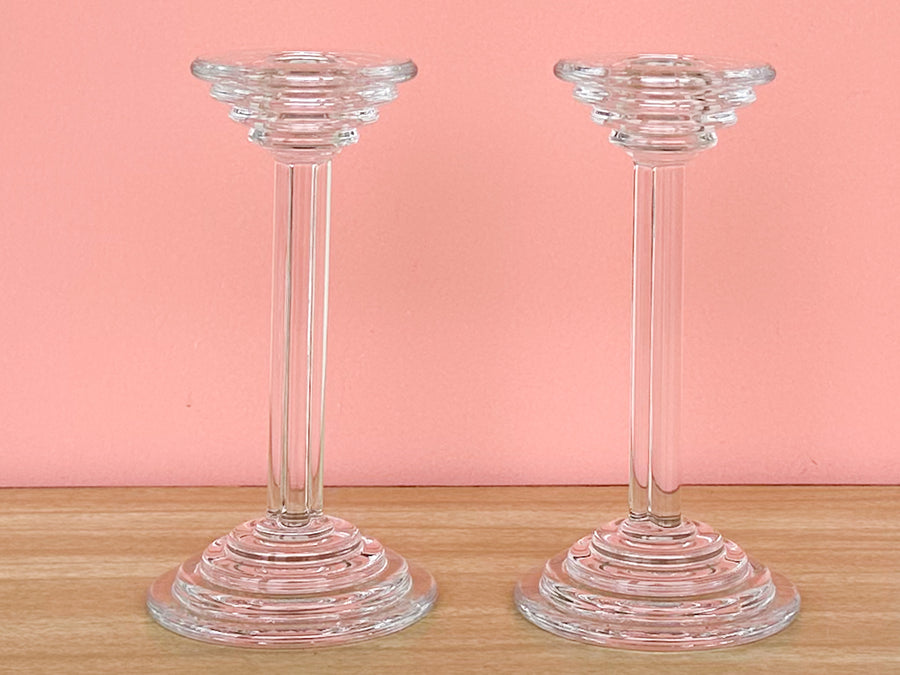 Set of Five Crystal Candle Holders