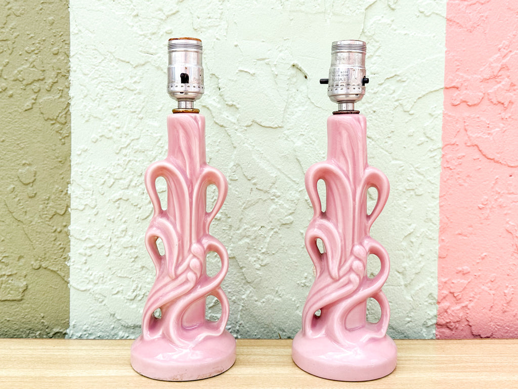 Pair of Pink Chic Art Deco Lamps