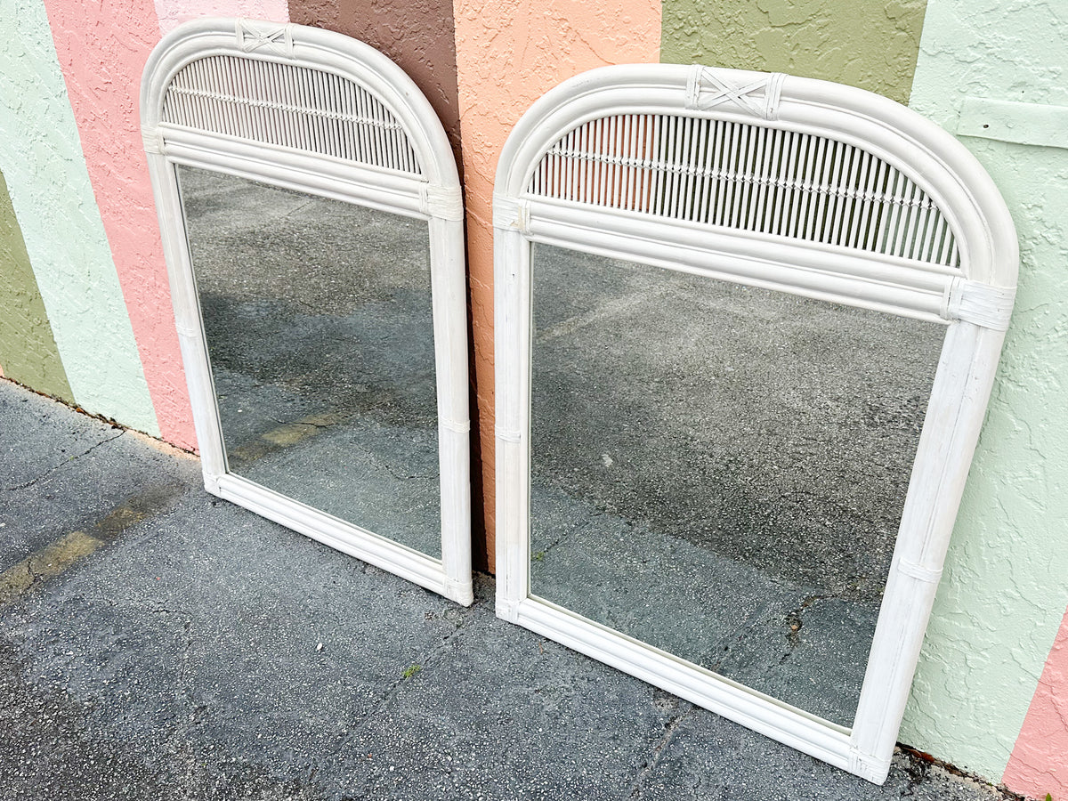 Pair of Coastal Rattan Mirrors