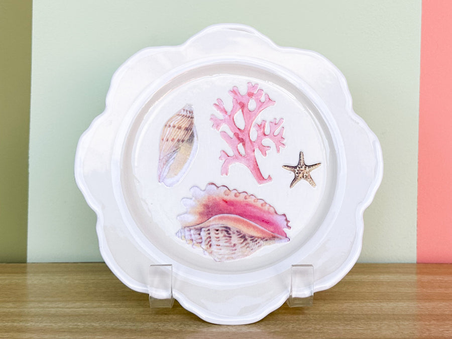 Set of Four Decoupage Shell Plates