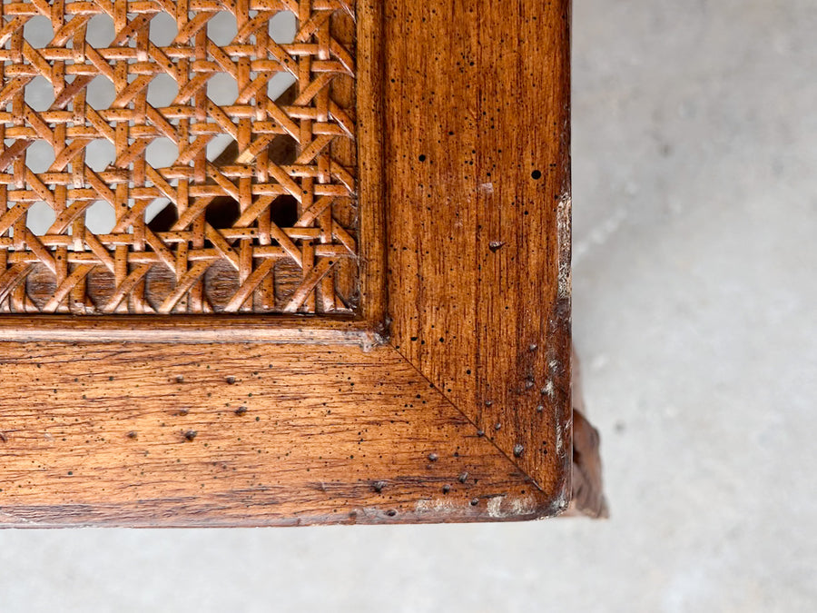 Wood and Cane Shell Motif Bench