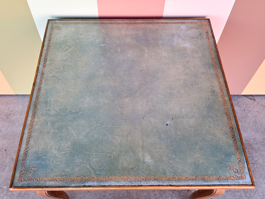 Leather Top Regency Style Wood Game Table