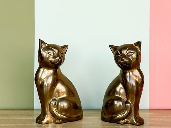 Pair of Brass Cat Bookends