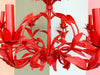 Charming Coral Tole Floral Chandelier