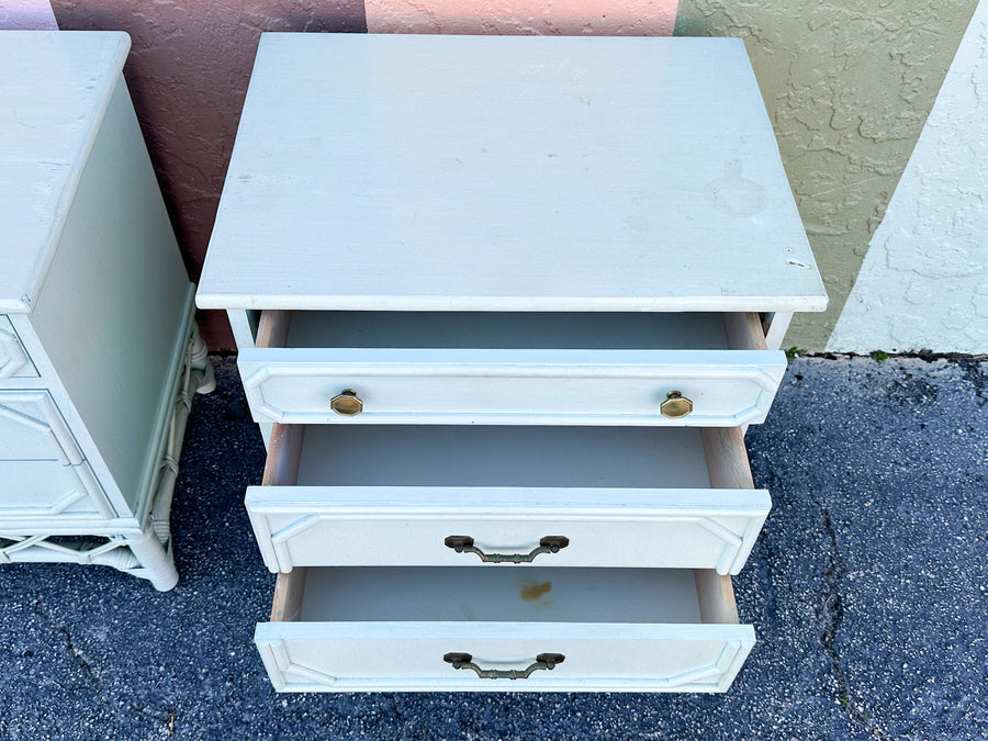 Pair of Ficks Reed Faux Bamboo Nightstands