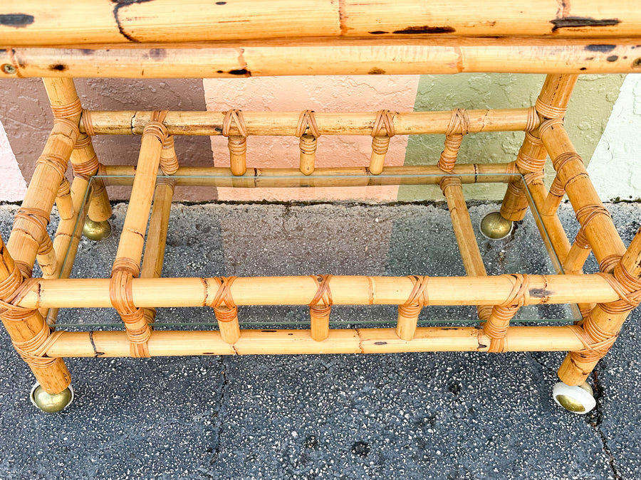 Old Florida Rattan Bar Cart