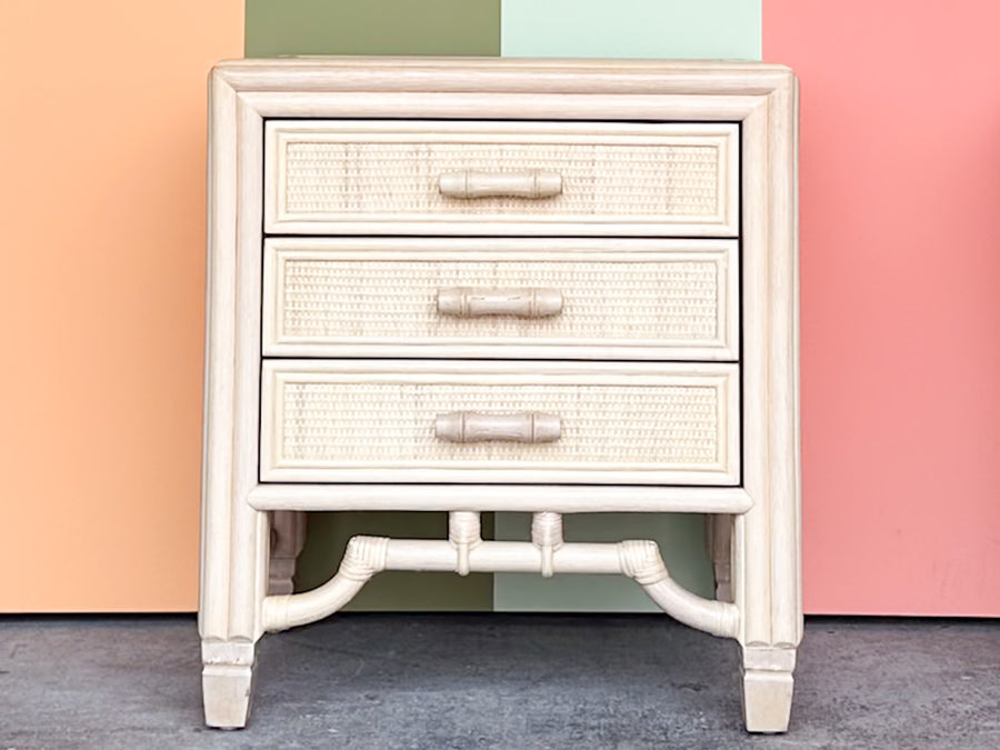 Pair of Coastal Rattan Nightstands
