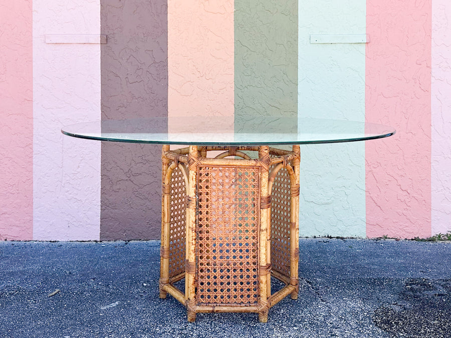 Tortoiseshell Rattan and Cane Dining Set