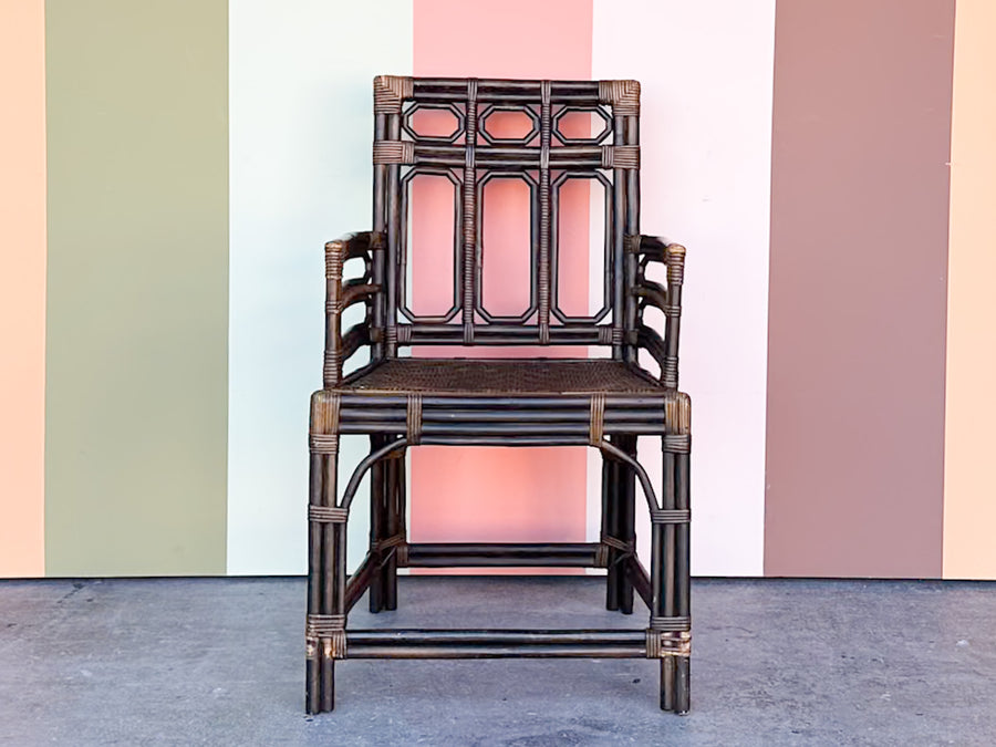 Handsome Rattan Fretwork Arm Chair