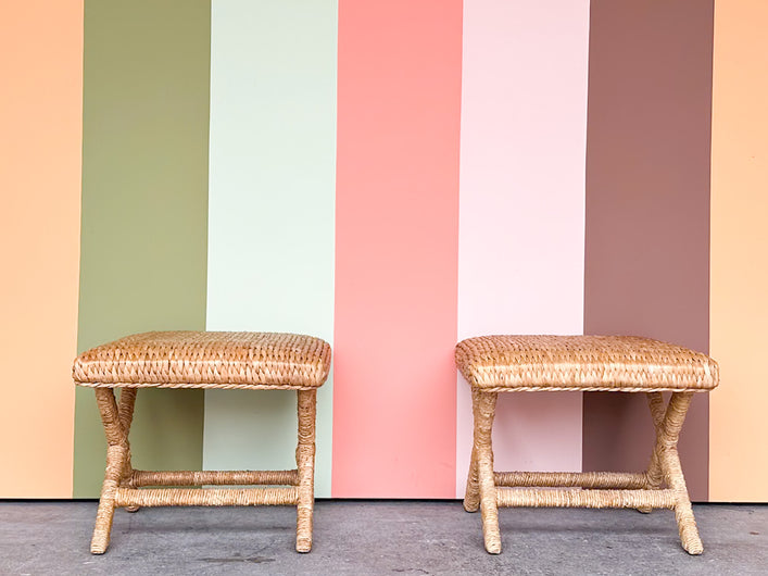 Pair of Seagrass X Benches