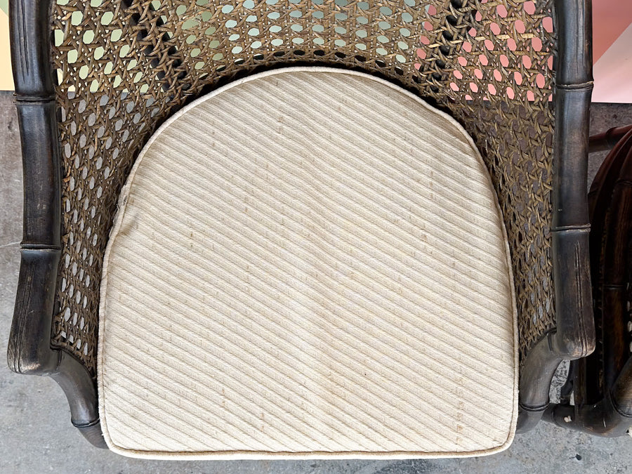 Pair of Handsome Cane and Faux Bamboo Barrel Chairs