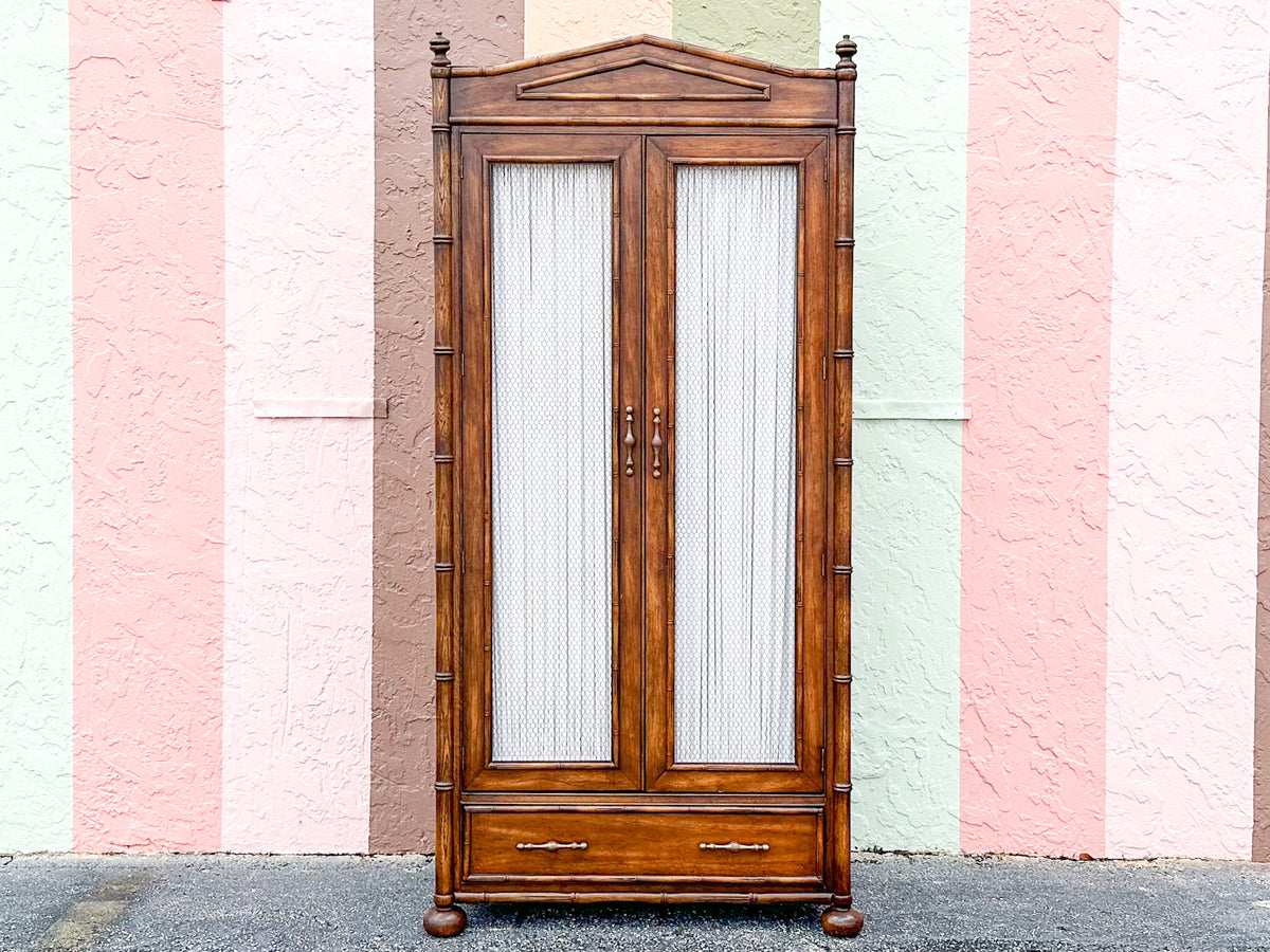 Handsome Faux Bamboo Armoire