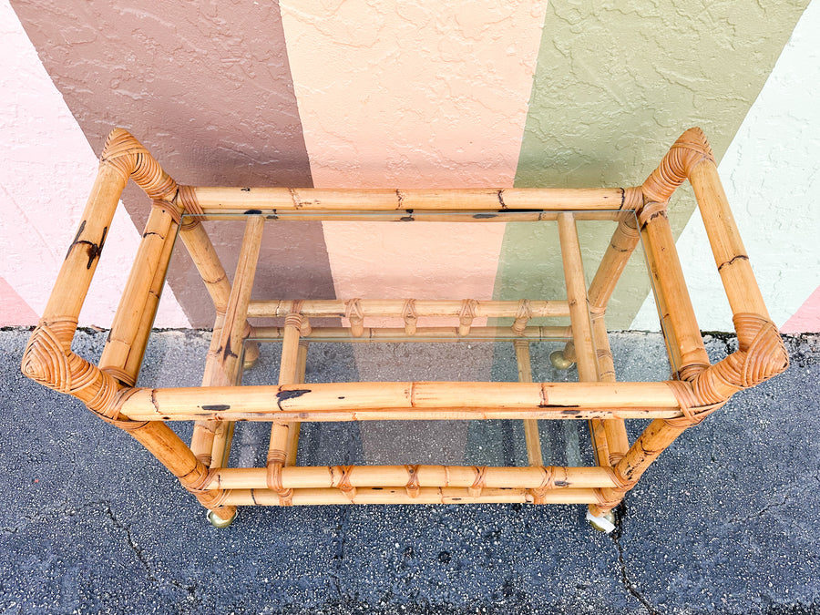 Old Florida Rattan Bar Cart