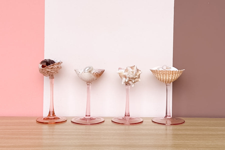 Set of Four Pink Shell Chic Coupes