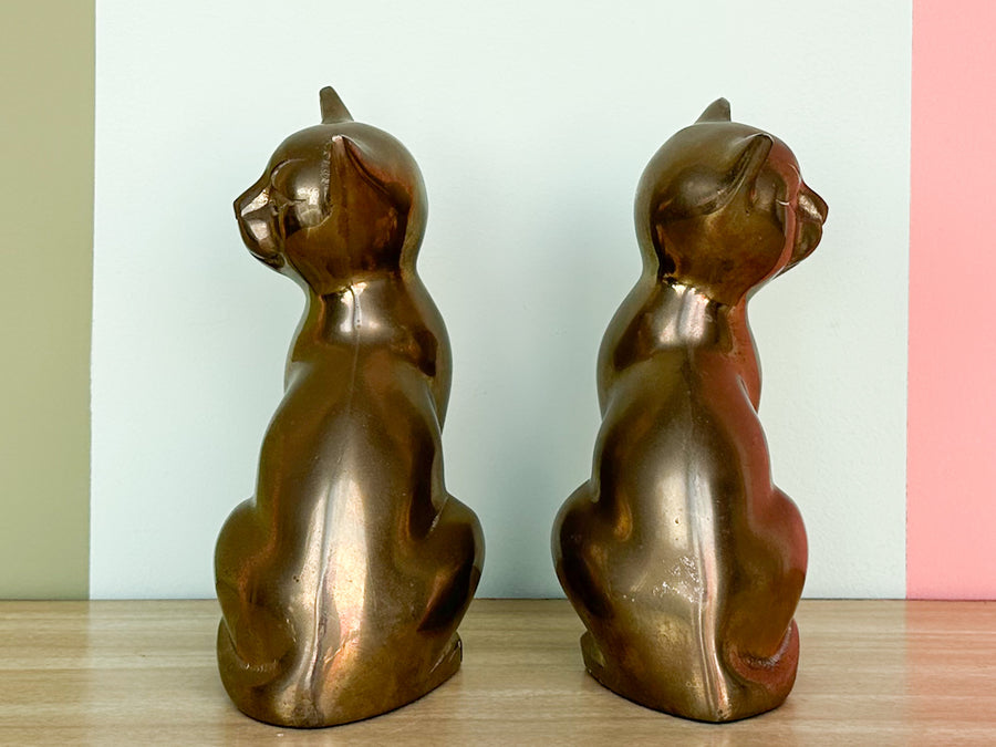 Pair of Brass Cat Bookends