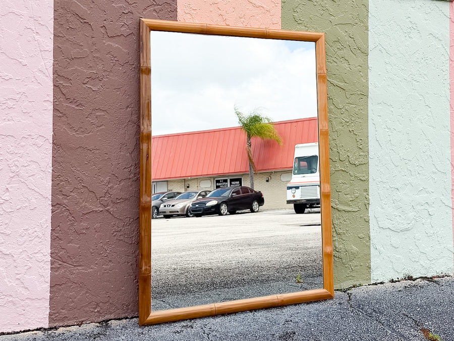 Wood Faux Bamboo Mirror