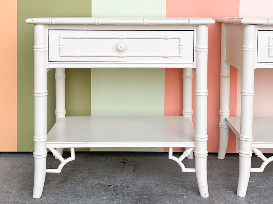 Pair of Thomasville Faux Bamboo Nightstands