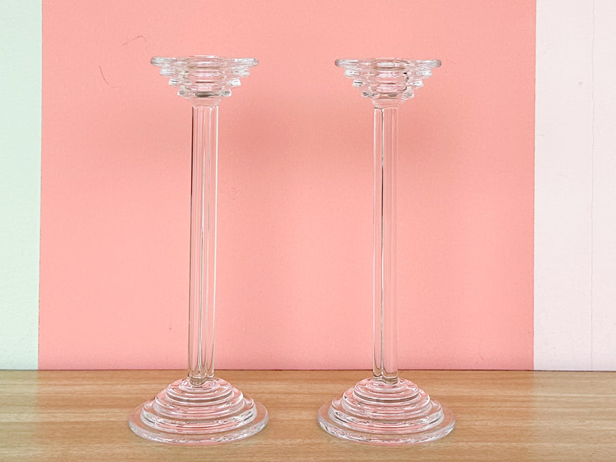 Set of Five Crystal Candle Holders