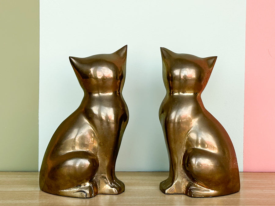 Pair of Brass Cat Bookends