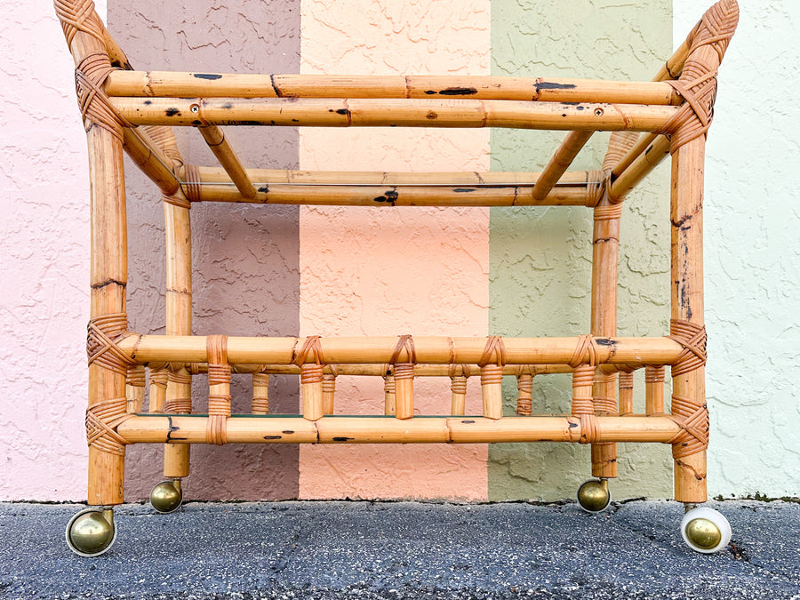 Old Florida Rattan Bar Cart