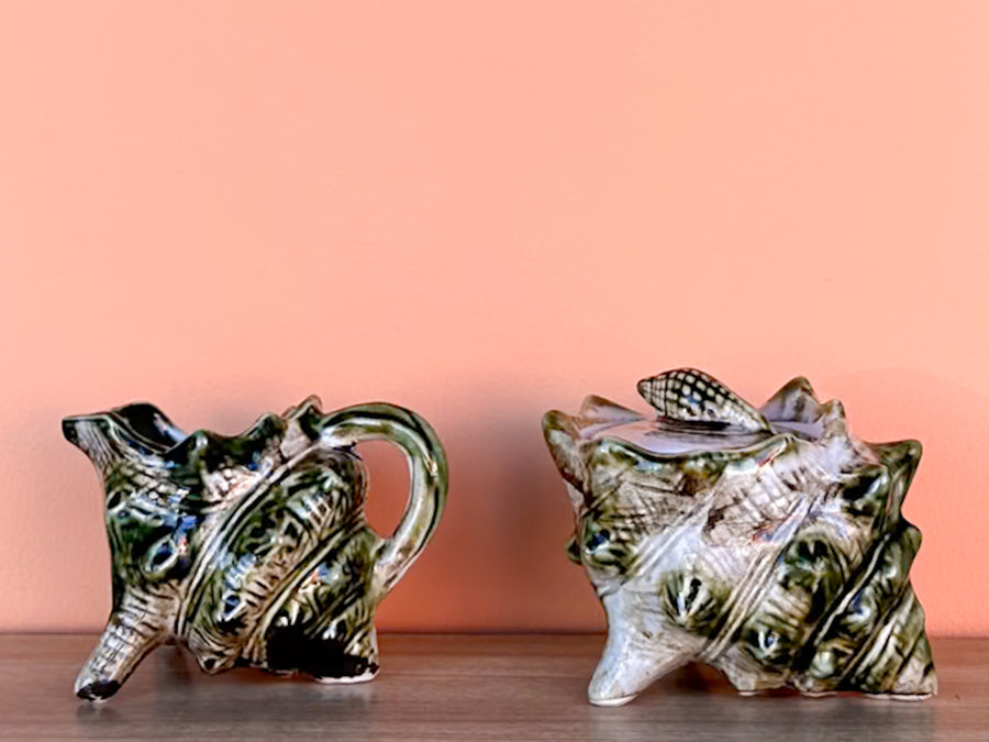 Old Florida Conch Teapot, Creamer, and Sugar Set