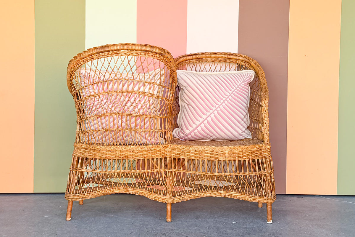 Braided Rattan Kissing Bench
