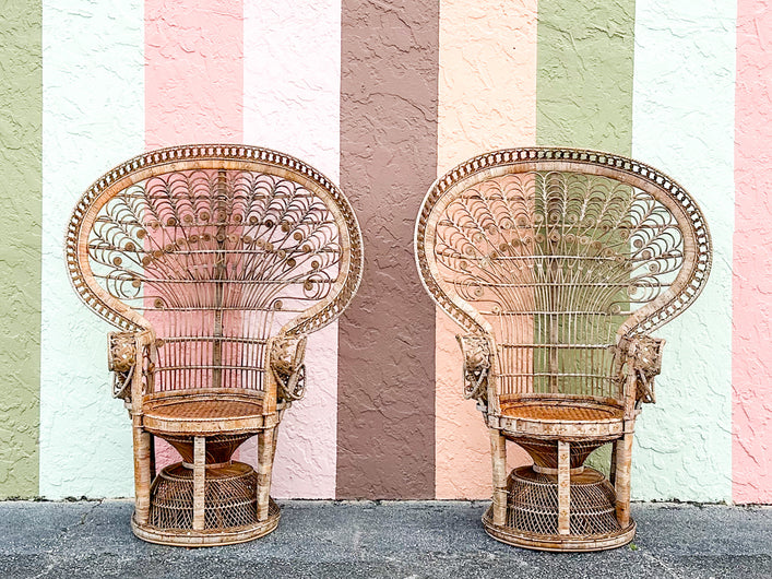 Pair of Rattan Peacock Chairs