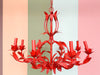 Charming Coral Tole Floral Chandelier